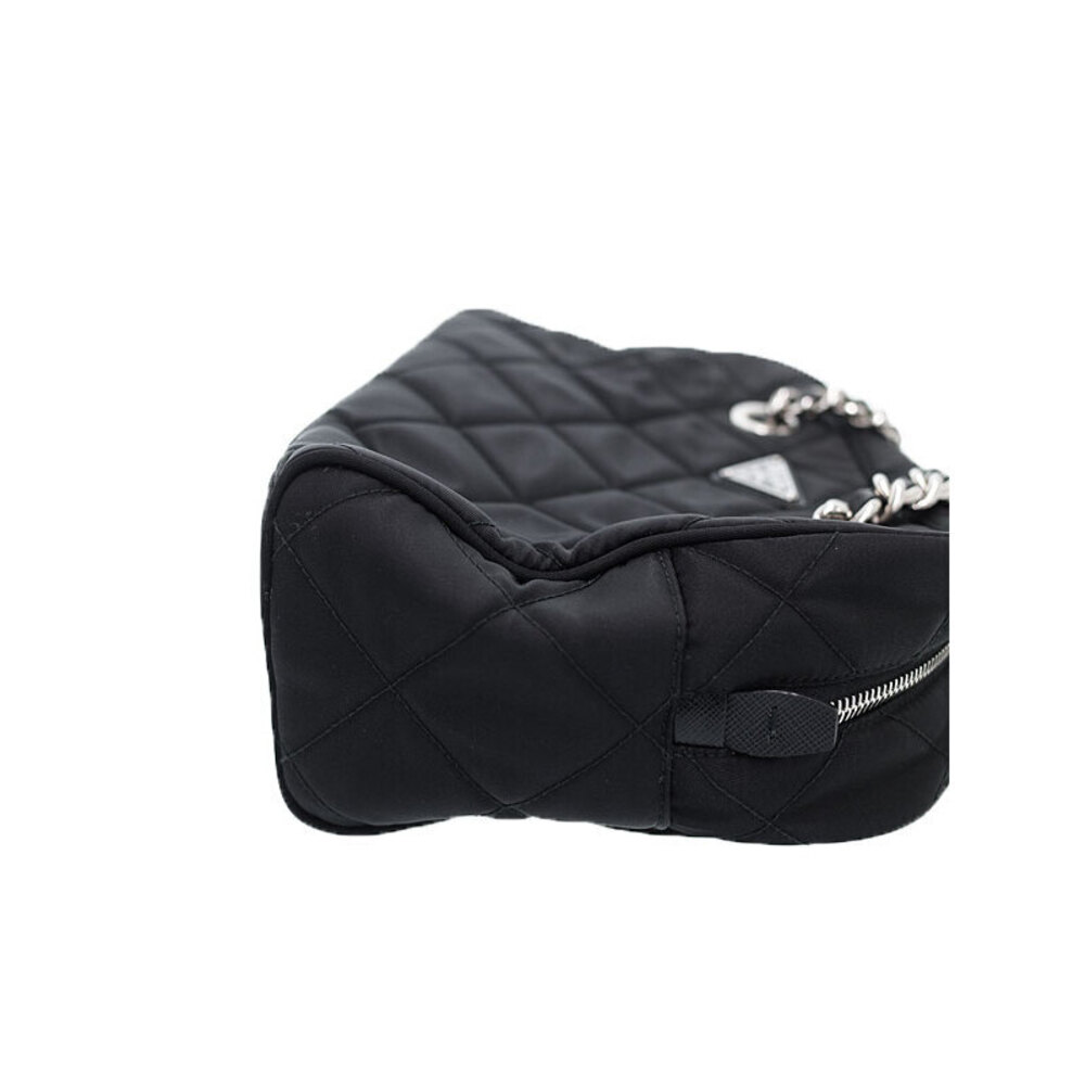 Prada Tessuto Impuntu Quilted Chain Shoulder Bag Black - Picture 9 of 9